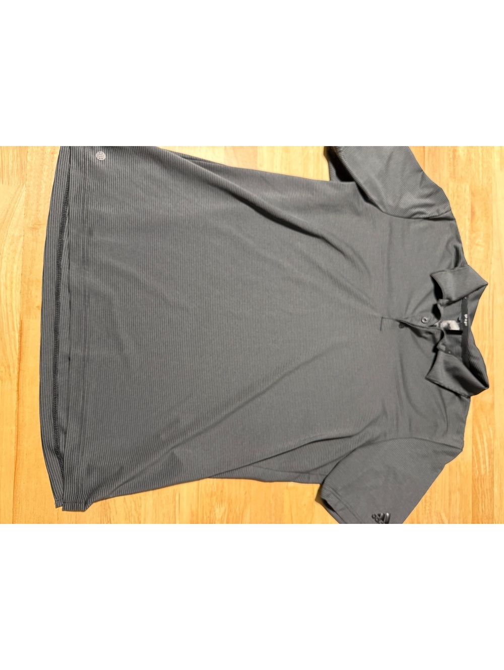 Adidas Men’s Medium Black Gray Striped Short Sleeve Golf Polo